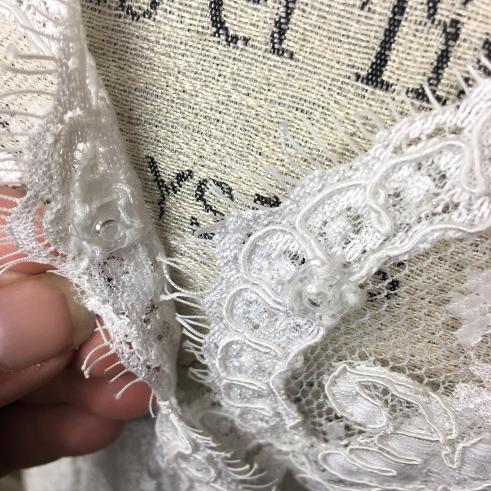 White Lace Wedding Jacket Cover 10 with Pearls - Picture 3 of 8
